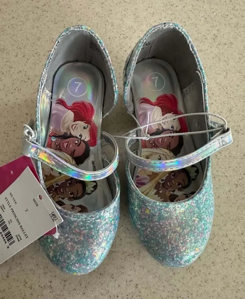 Disney Princess Toddler Girls' Silver Glitter Ballet Dress Shoes